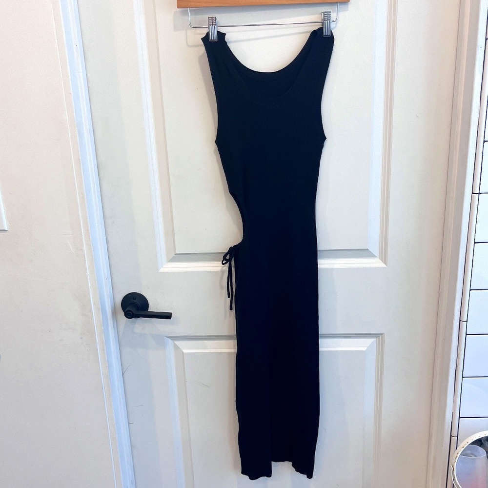 NWT Black Ribbed  Dress with Side cut out